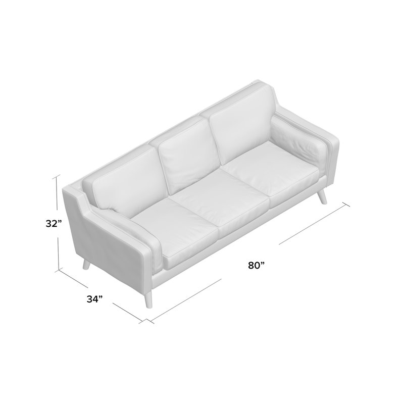 Heredia 80'' Faux Leather Sofa, Dark Gray Faux Leather