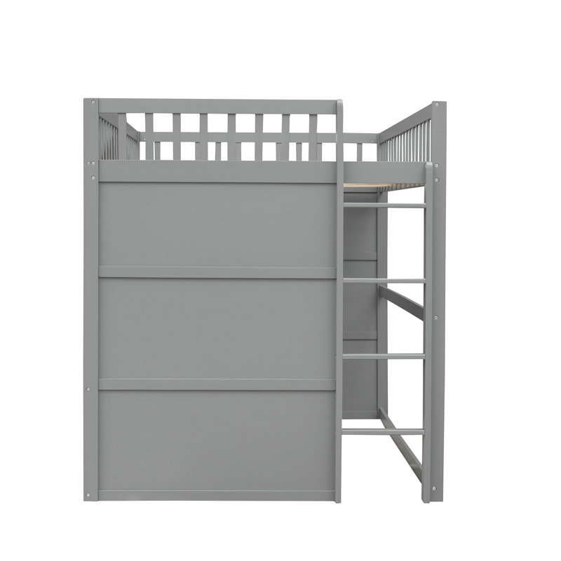 Lit mezzanine avec échelle House, Blanc / Gris, Lit double
