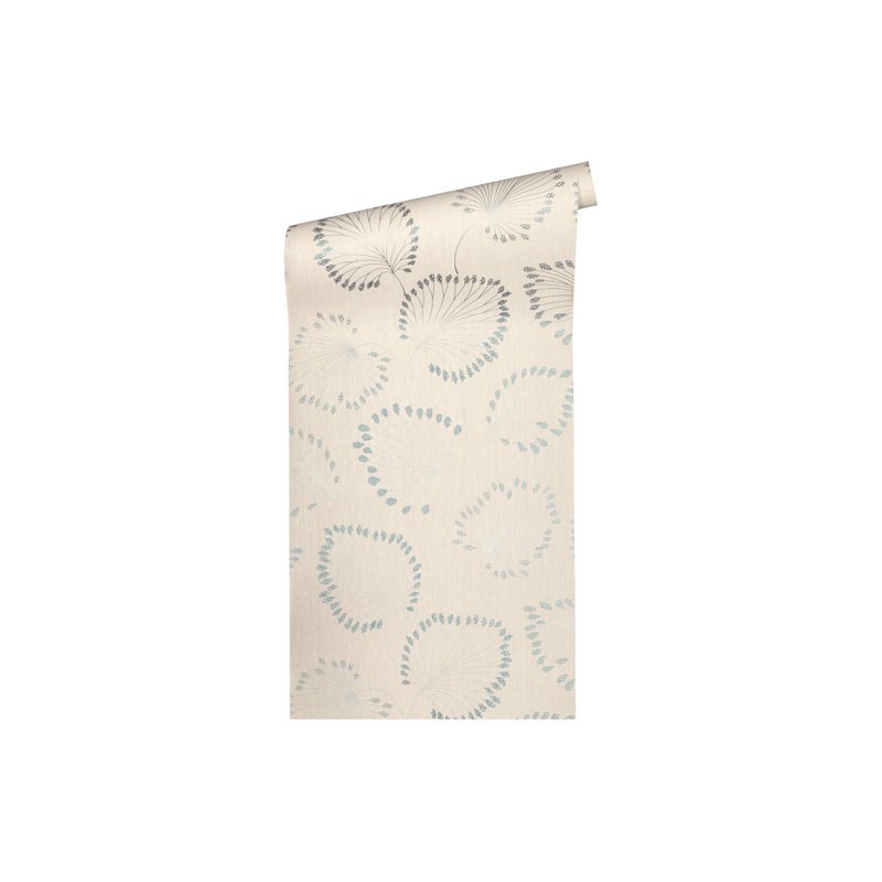 Caputo 10.05m x 53cm Matte Wallpaper Roll, Cream/Blue/Grey