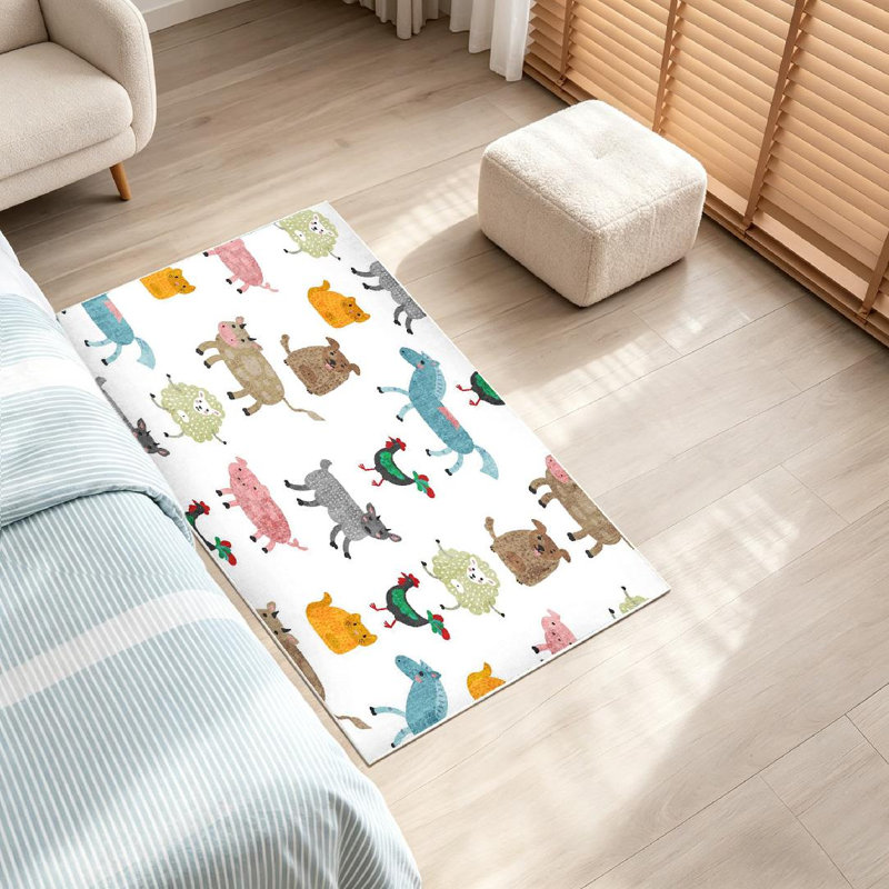 Tapis d'intérieur blanc lavable en machine, Rectangle 32 po x 47 po