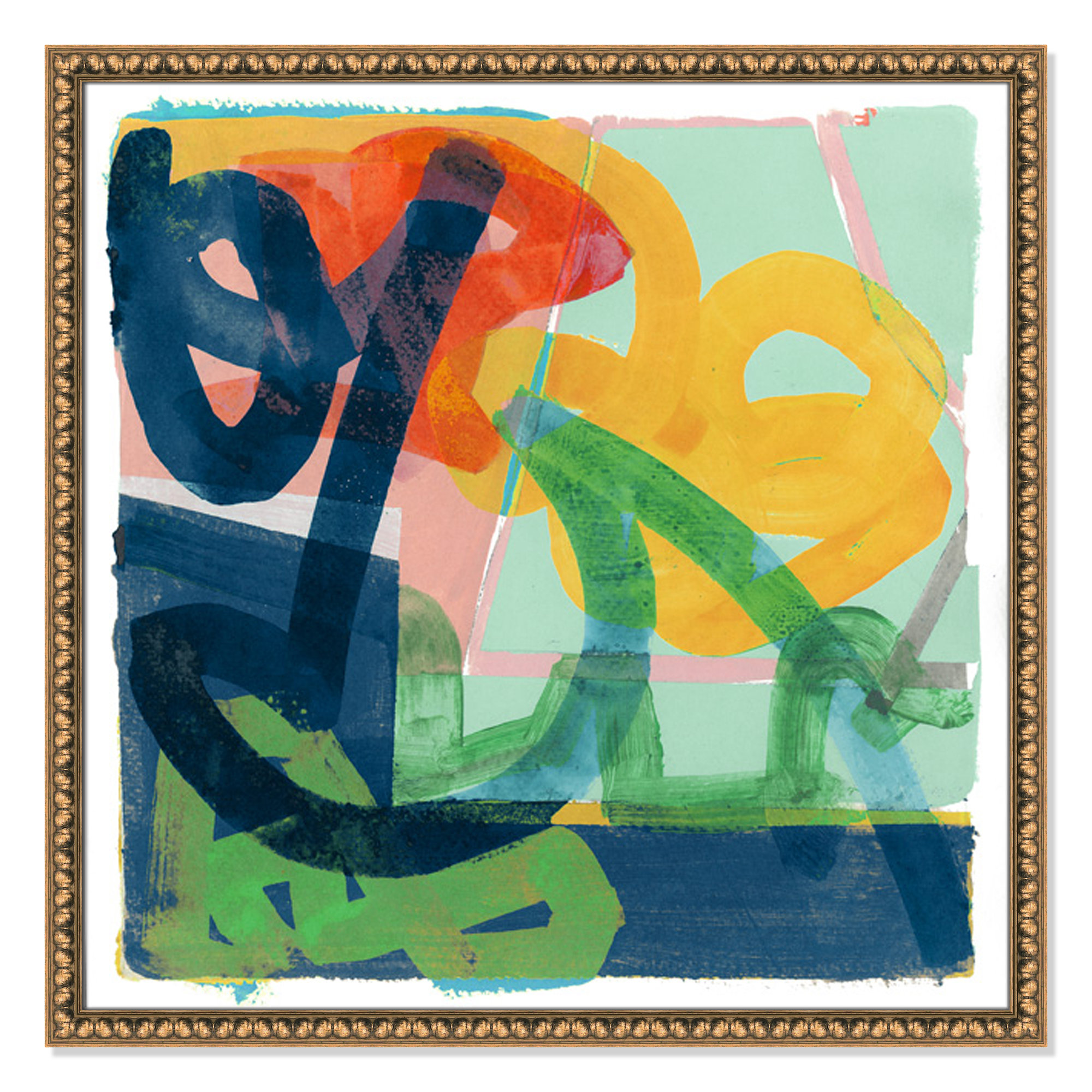 Link by Cartissi - Picture Frame Painting, Gold Bead Framed, 33" H x 33" W x 1.13" D