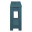 Console rectangulaire en bleu foncé: décor de hall d'entrée avec rangement en bois et couloir