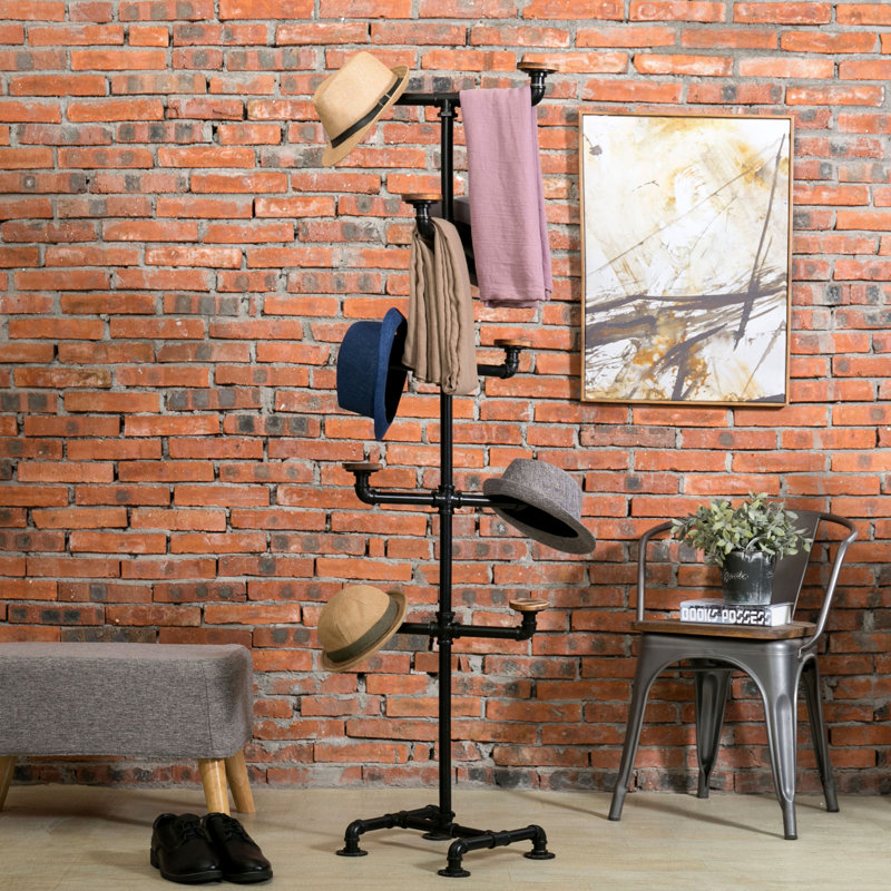 Areece Freestanding 10 - Hook Coat Rack, Black