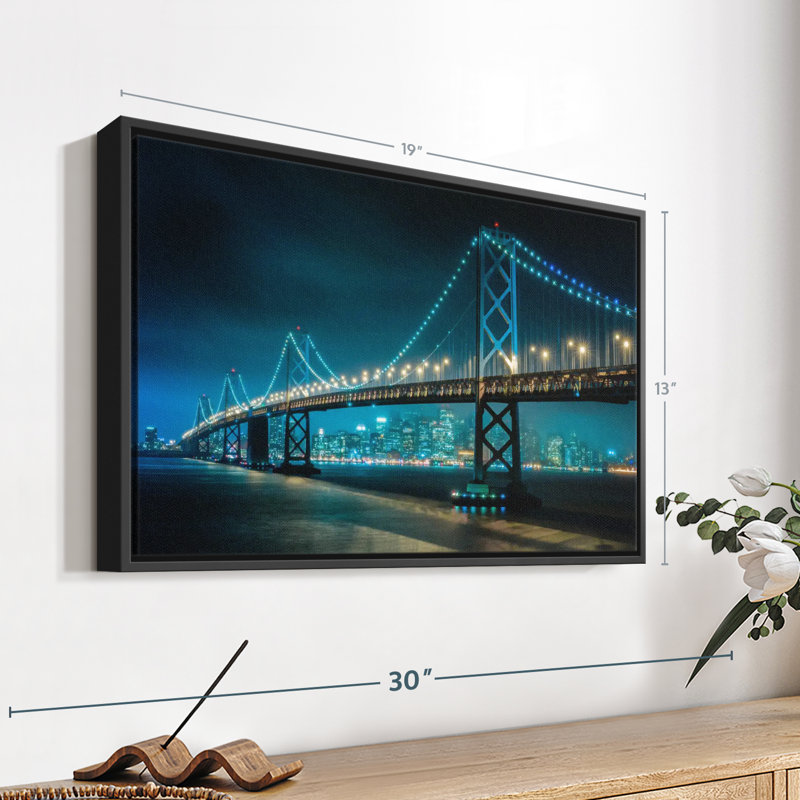 Impression sur toile Neon Golden Gate, H 13 po x l 19 po