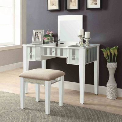 Ensemble de meuble-lavabo transitionnel avec panneaux en miroir et tiroirs de rangement