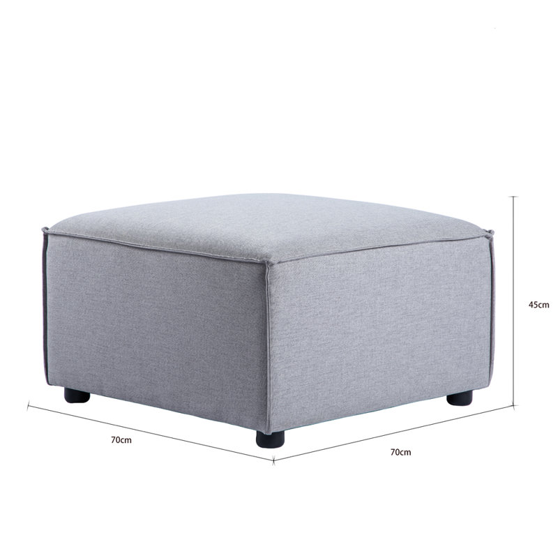 Ishah Module Sofa With 2 Ottoman Grey, 75cm H x 170cm W x 90cm D