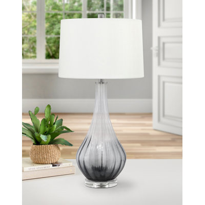 Lampe de table en verre fumé et givré 31 po Gelo
