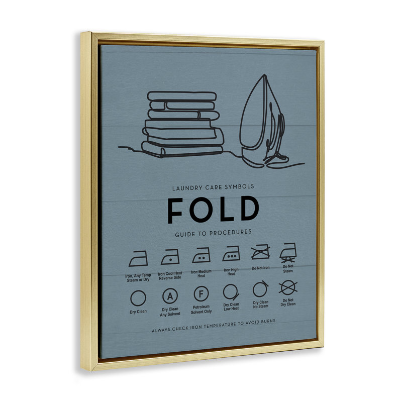 «Laundry Fold & Iron», art mural encadré sur toile flottante, H 31 po x l 25 po, Cadre flottant métallique doré