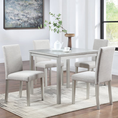 Kitchen Table Set with a Square Table and 4 Upholstered Chairs