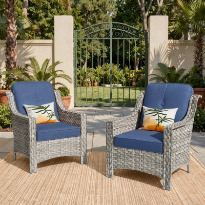 2 - Person Outdoor Wicker Chairs, All Weather Rattan Chairs 2-Seater with Comfy Cushions