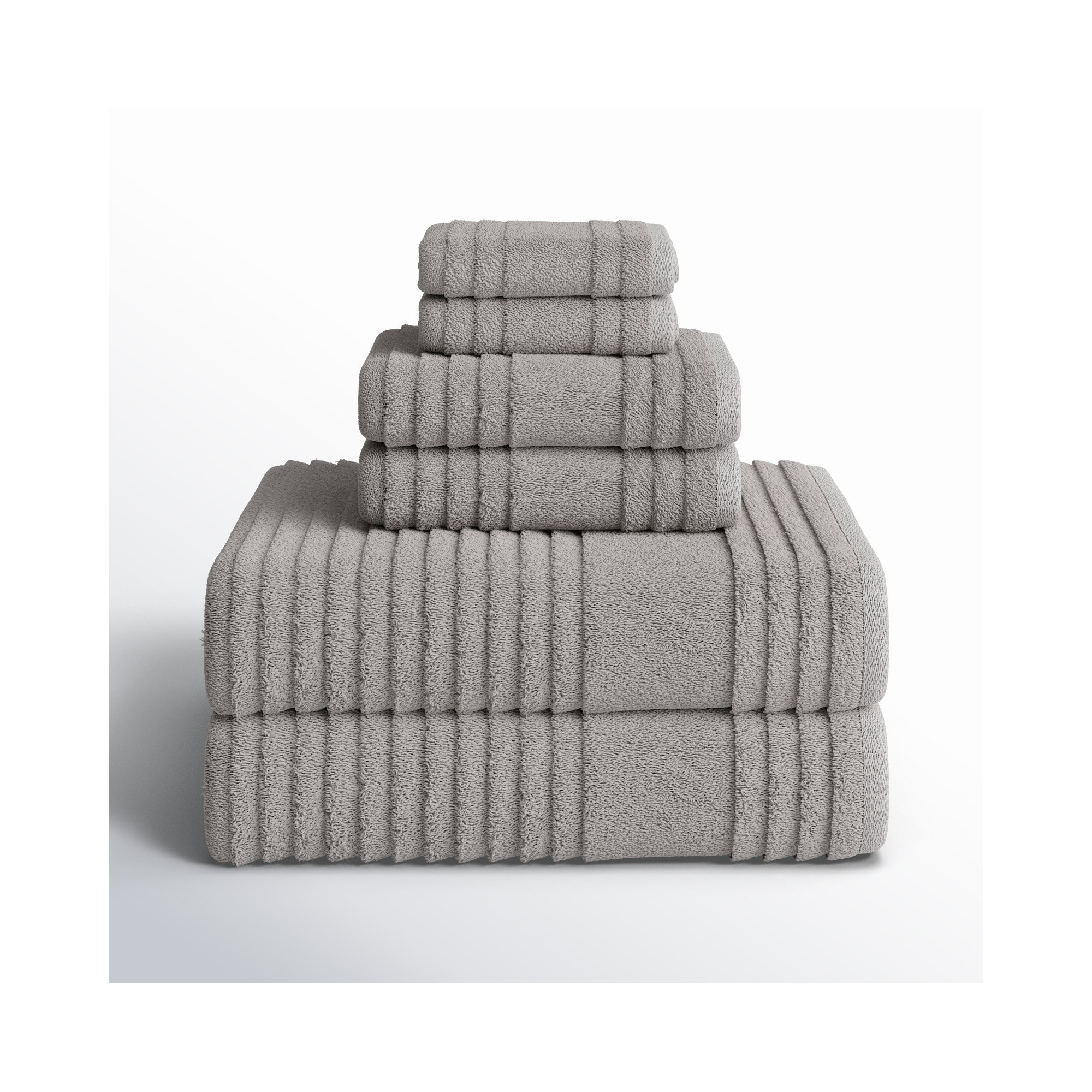 6 Piece Turkish Cotton Towel Set, Dolphin Gray