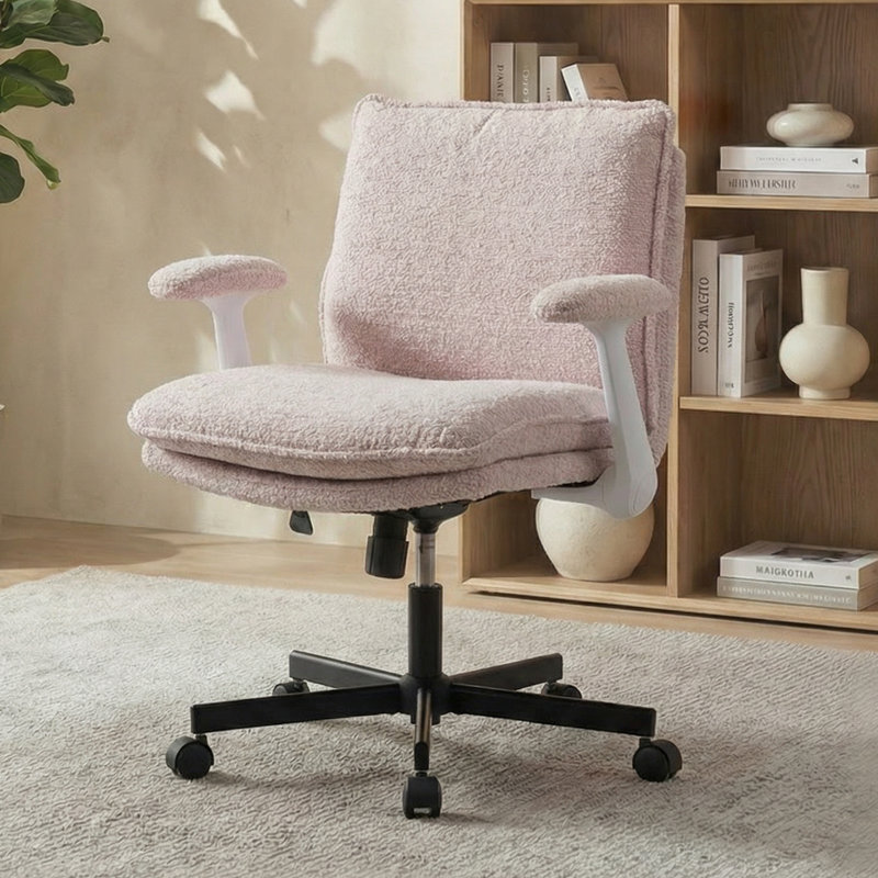 Criss Cross Office Chair with Lumbar Support & Flip-Up Armrests, Pink