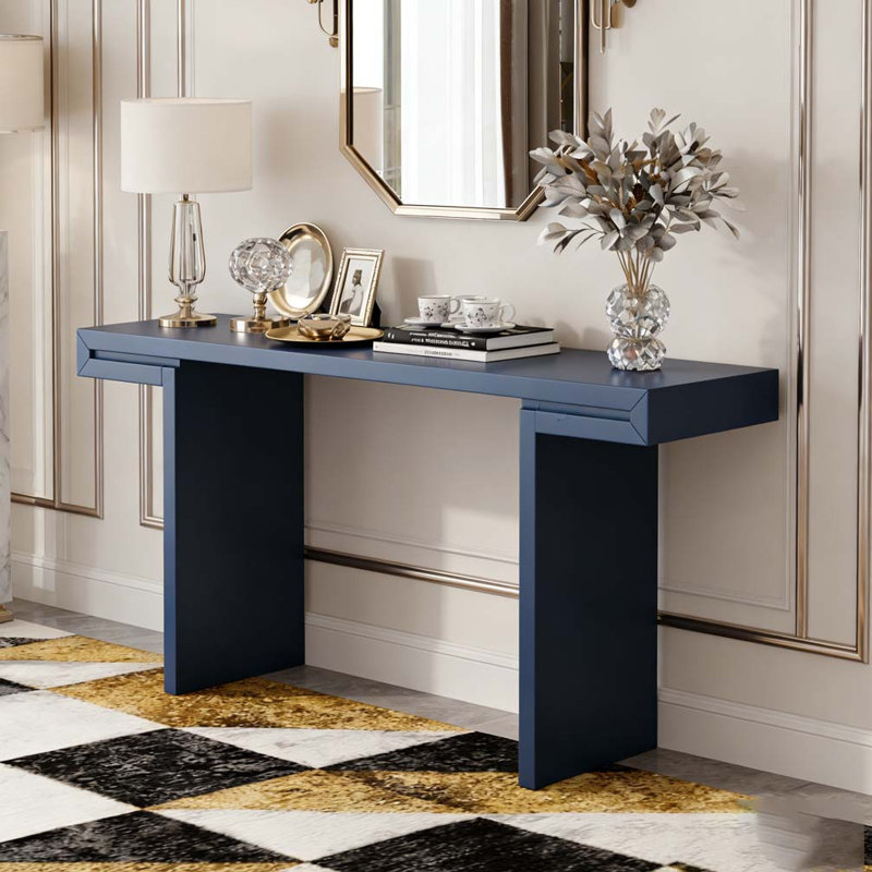 Console de 60 pouces aux lignes géométriques épurées, Marine