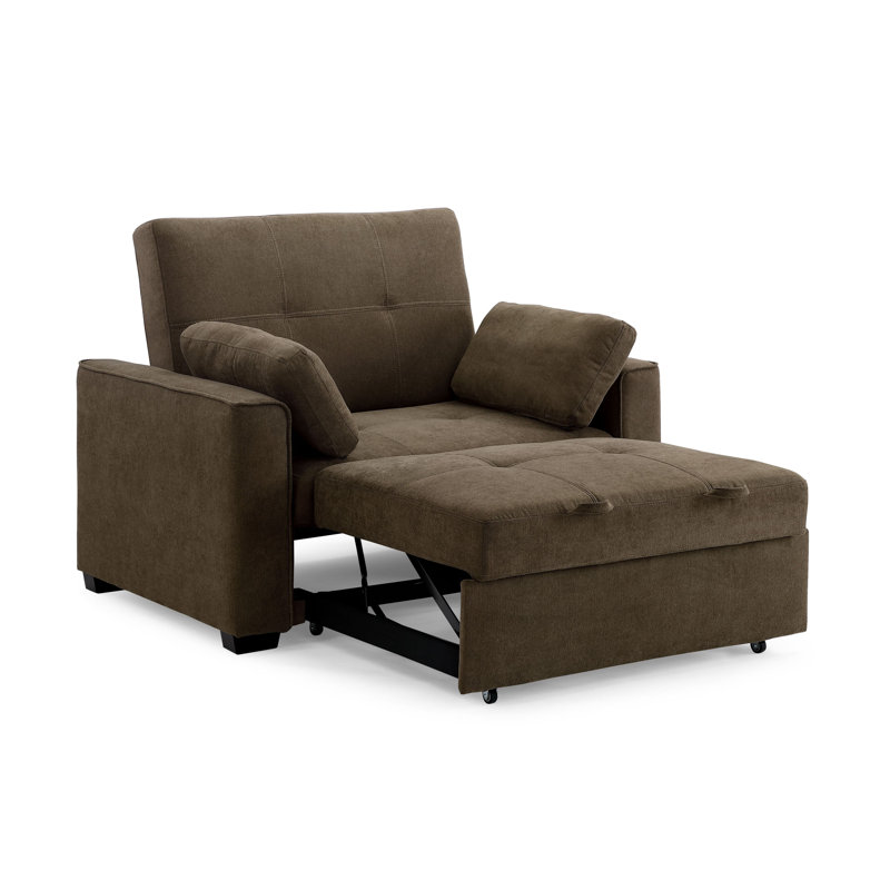 Chaise convertible en chenille capitonnée l 52,4 po Akorede, Brun