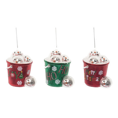  Ensemble de 3 décorations de Noël en forme de boule de neige en verre