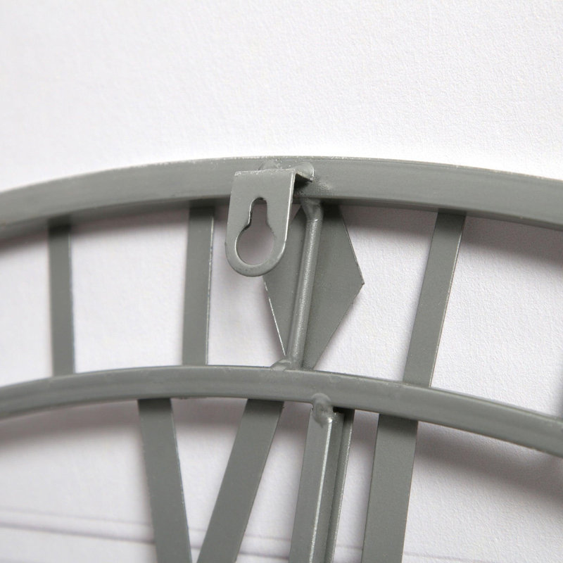Elienor Iron Wall Clock, 80cm H x 80cm W x 4cm D, Silver