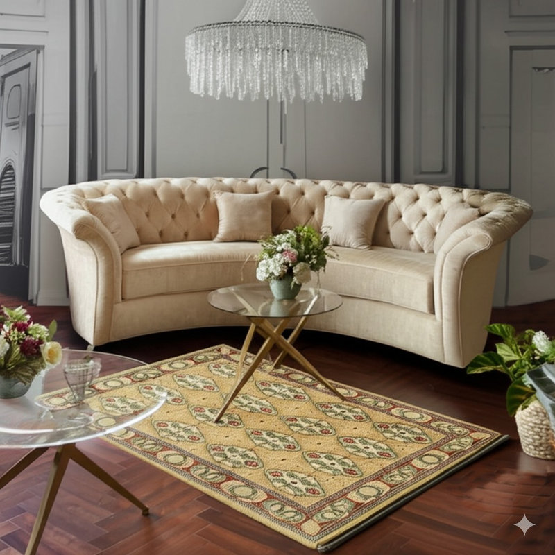 Tapis floral beige en laine noué à la main Iris Cozy, Rectangle 9 pi x 12 pi