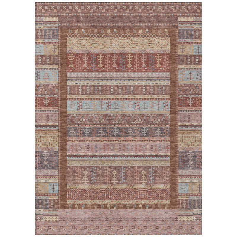 Machine Washable Indoor/Outdoor Meredith ACN2160 Striped Rug, Rectangle 8' x 10'