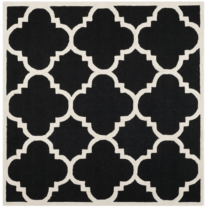 Cannen Hand Tufted Wool Geometric Rug, Square 6'