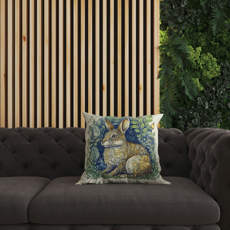 Coussin intérieur / extérieur Breezy Bunny, Vert/doré, H 26 po x l 26 po