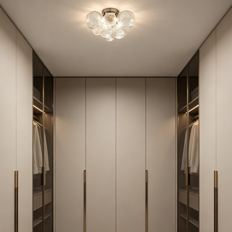 Modern Bubble Glass Flush Mount Ceiling Light, Silver