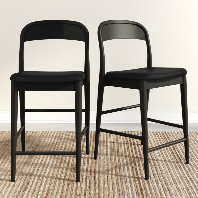 Loar Upholstered Counter Stool, 2, Black/Black