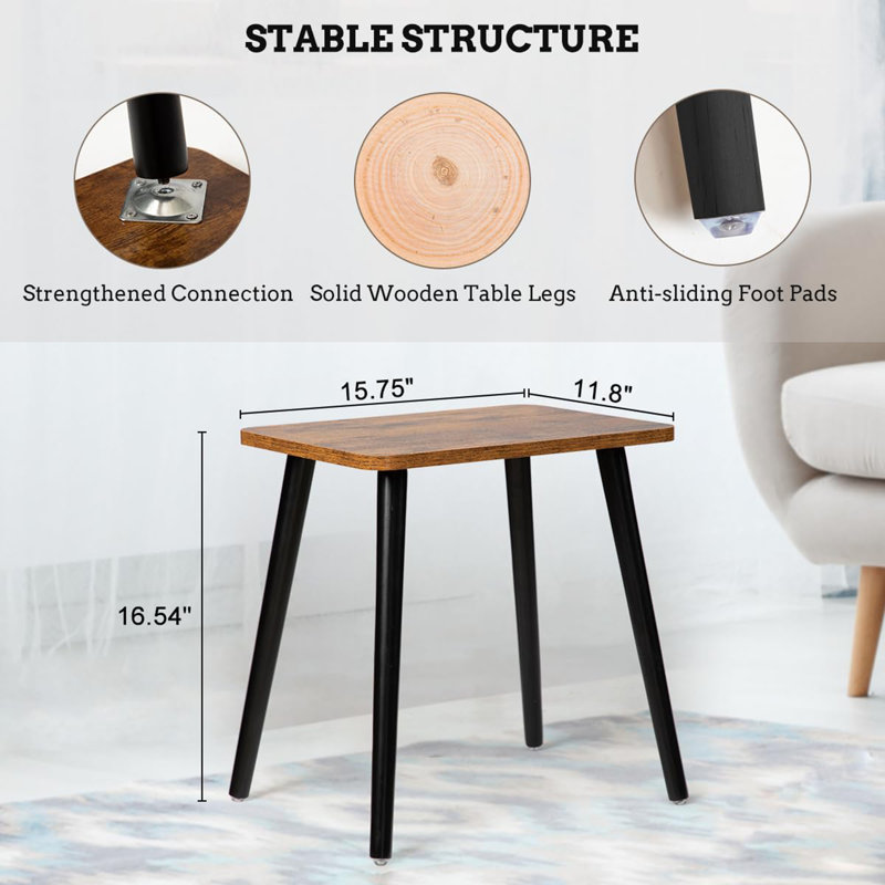Table de bout Verdad, Plateau brun rustique / structure noire