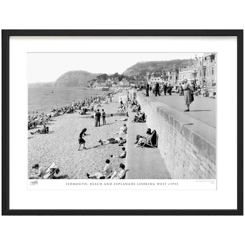 Sidmouth, Beach And Esplanade Looking West C1955 by Francis Frith - Single Picture Frame Print, 60cm H x 80cm W x 2.3cm D