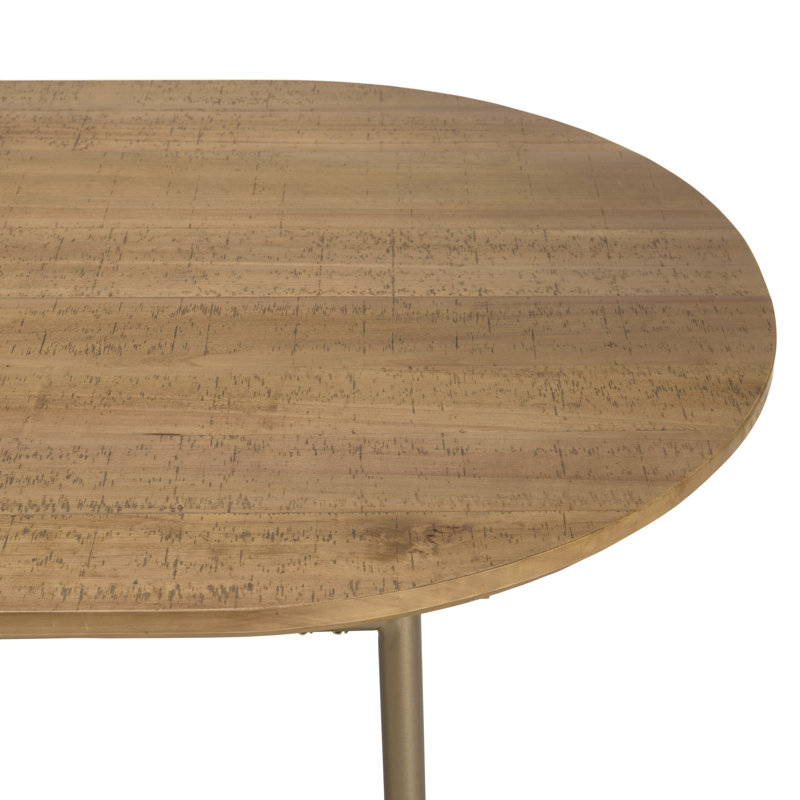 Arpita Poplar Oval Wood Top Dining Table with Iron Base, 76.5 x 180 x 90cm
