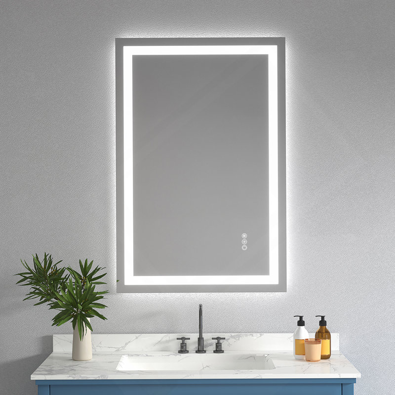 24 po x 36 po sans cadre, avec deux bandes de lumière DEL à l'avant et à l'arrière, 36 po x 24 po, Transparent