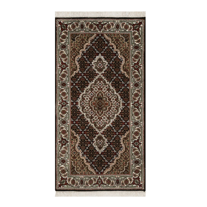 Tapis oriental 100% laine noué à la main de qualité supérieure 2 pi 5 po x 4 pi 8 po Tabriz Mahi avec médaillon de poisson, 175 KPSI