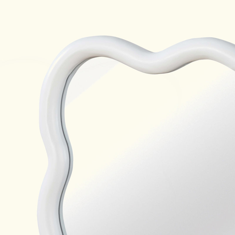 Wavy Rectangle Solid Wood Frame Decorative Mirror,For Bedroom, Bathroom, Living Room, Entryway, White, 36" x 24"
