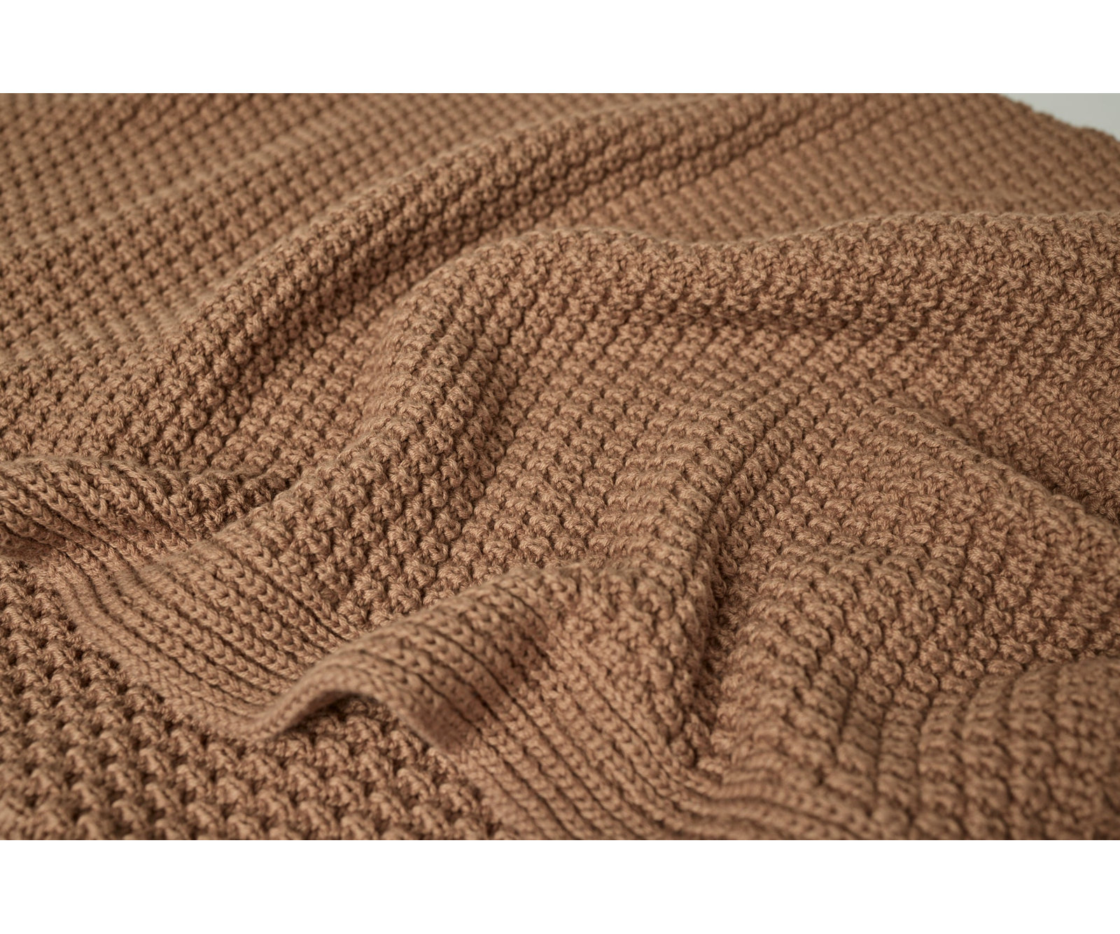 Avalon Cotton Knitted Throw Blanket, Almond