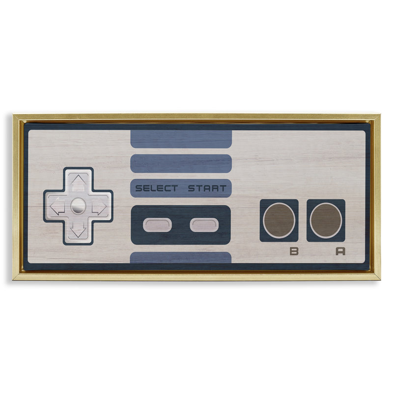 Système de jeu vidéo rétro, Cadre flottant métallique doré, H 14 po x l 31 po