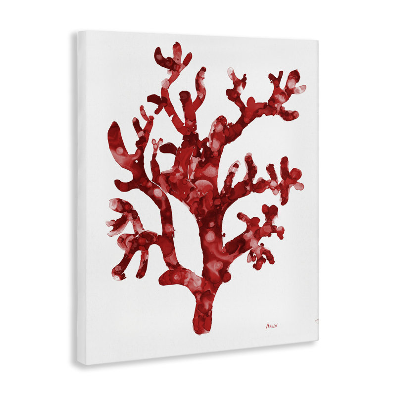  "Red Coral Sprig", art mural sur toile par Patti Mann, H 30 po x l 24 po