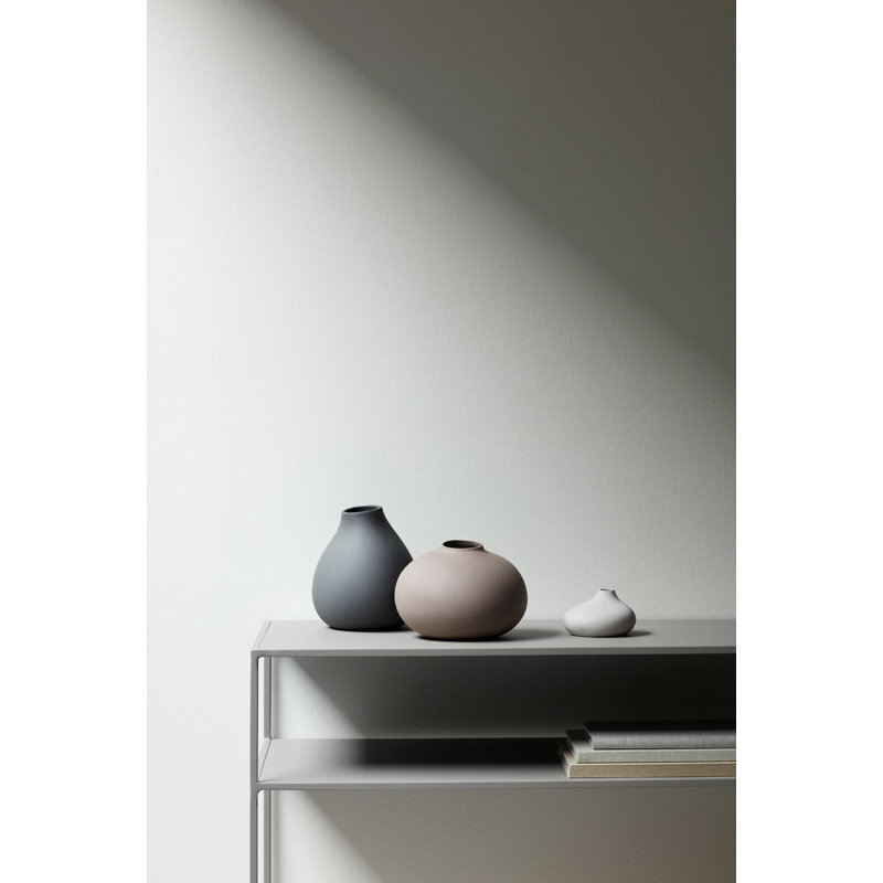 NONA Porcelain Table Mini Vase 3 Piece Set, Bark/Microchip/Pewter