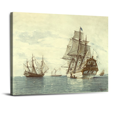 Reproduction d'art classique du début du 18e siècle, reproduction d'art sur toile 36 x 30 x 1,5, Rafael Monleón, voilier, reproduction d'art classique. Estampe numérique et qualité musée pour la décoration murale.
