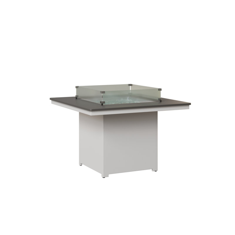 Berlin Gardens Numa Fire Pit Dining Table, 30.5" H x 47" W x 47" D, Hammered Stainless