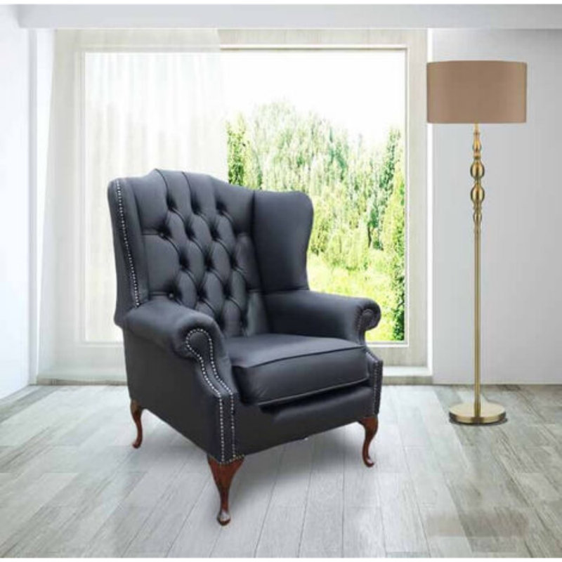 Upholstered Wingback Chair, Shelly Black