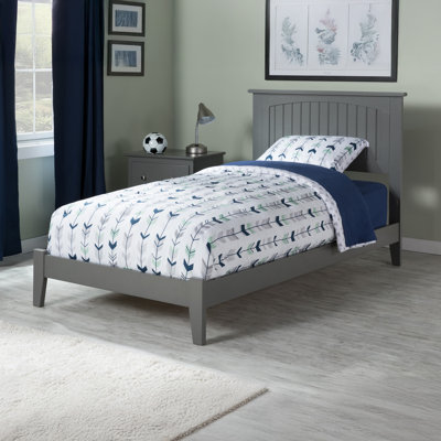 Bolin Solid Wood Panel Bed with Built-in Charging Station