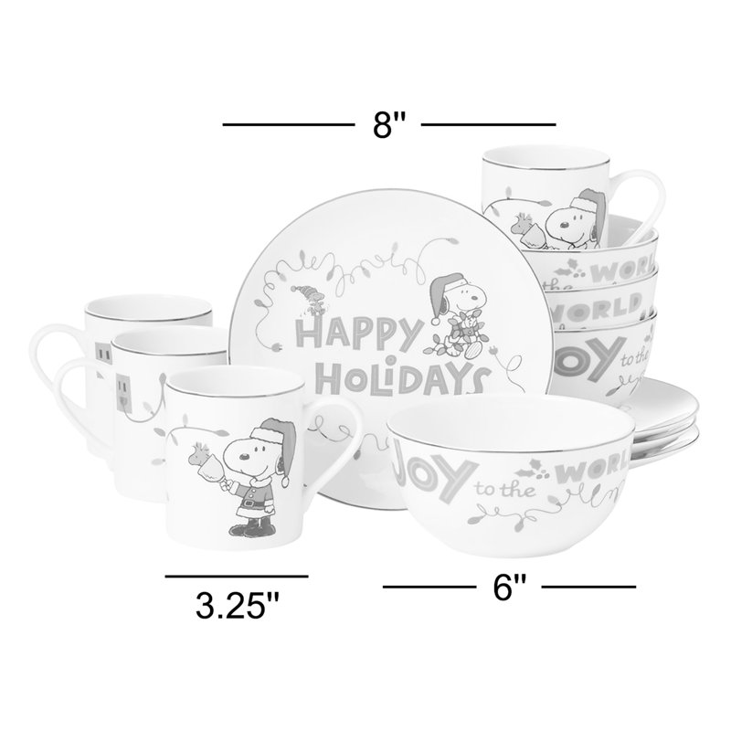 Snoopy Christmas 12-Piece Dessert Set