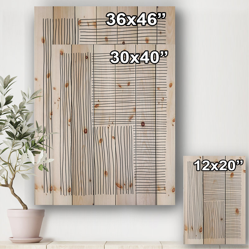 Minimal Geometric Lines I - Sans cadre, reproduction d'art sur bois, H 20 po x l 12 po x P 1po