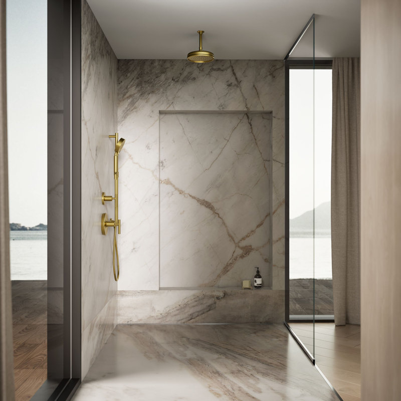 Traditional Rain Shower Head, Vibrant Brushed Gold