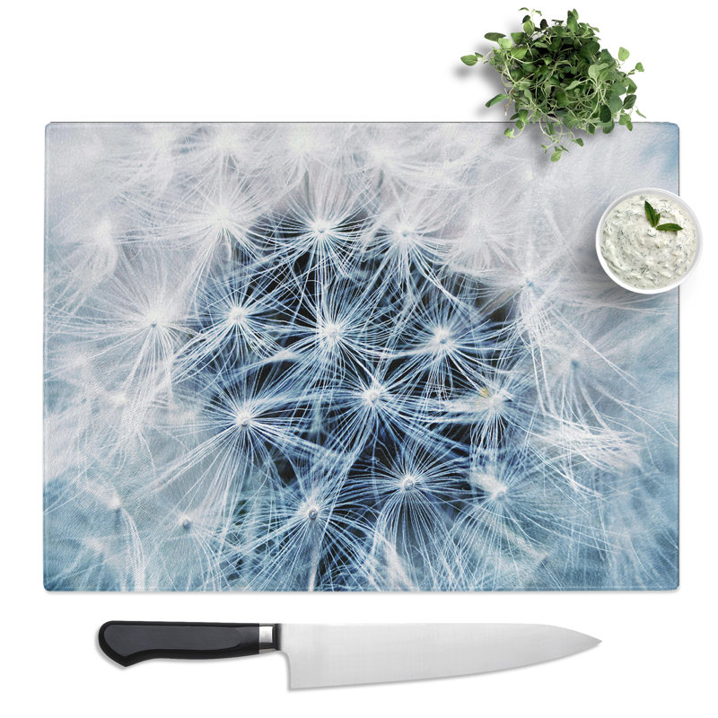Flower Dandelion Seeds  Glass Chopping Board