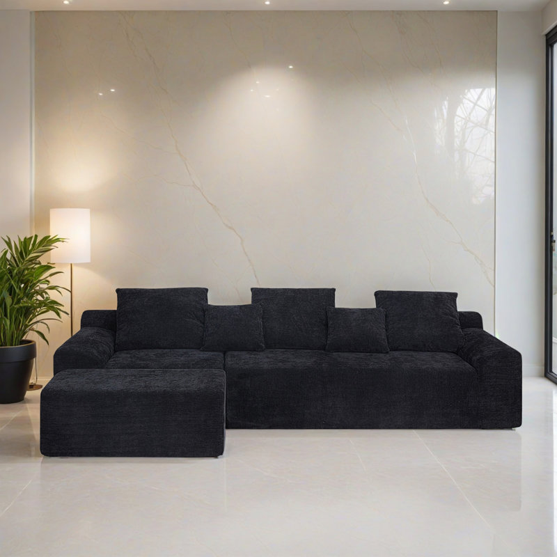 Canapé-lit modulaire 2 pièces pour salon, Polyester noir