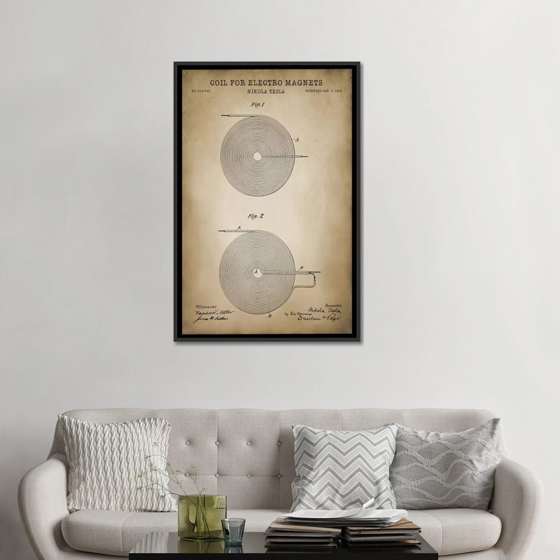 «Tesla Coil for Electro Magnets», impression sur toile, H 26 po x l 18 po x P 1,5 po, Toile avec cadre noir, Pas de tapis