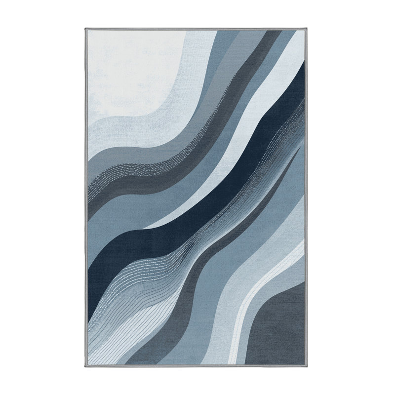 Tapis gris élégant et lavable à la machine Parkchester, 6 X 9