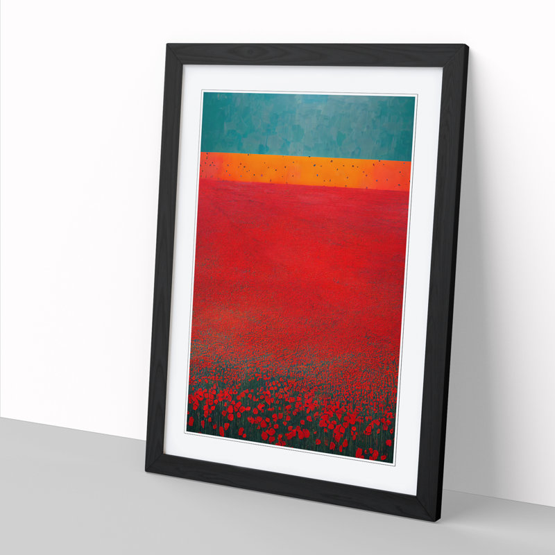 Contemporary Poppy Flower Field Vol.5 - Picture Frame Print, 34cm H x 25cm W, Black Framed
