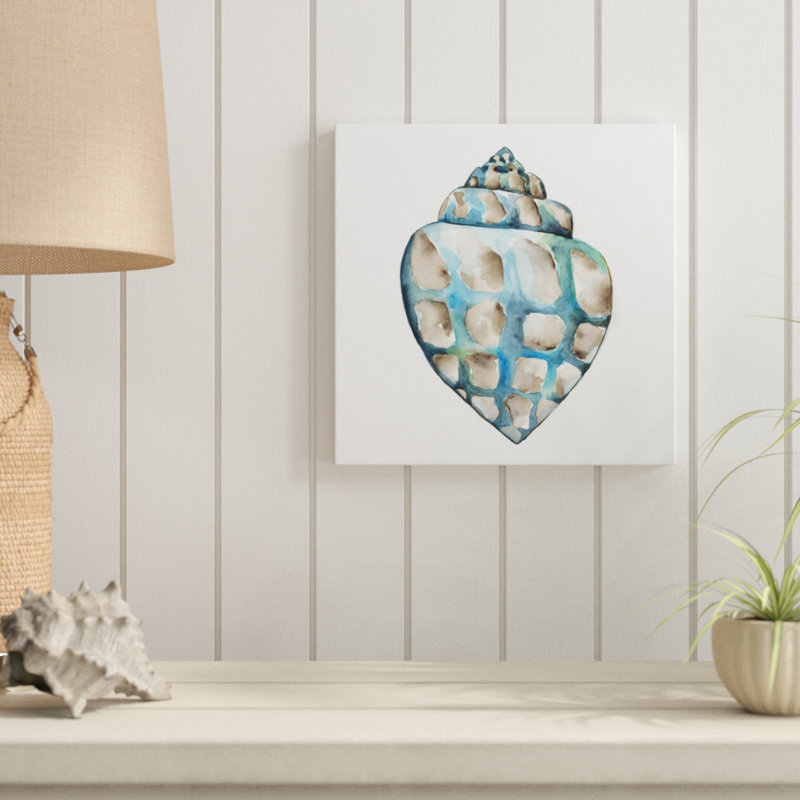 «Aquarelle Shells V», peinture sur toile, H 12 po x l 12 po