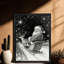 «Black Merry Santa Claus in Winter», encadré noir, impressions de style rétro-1792117680
